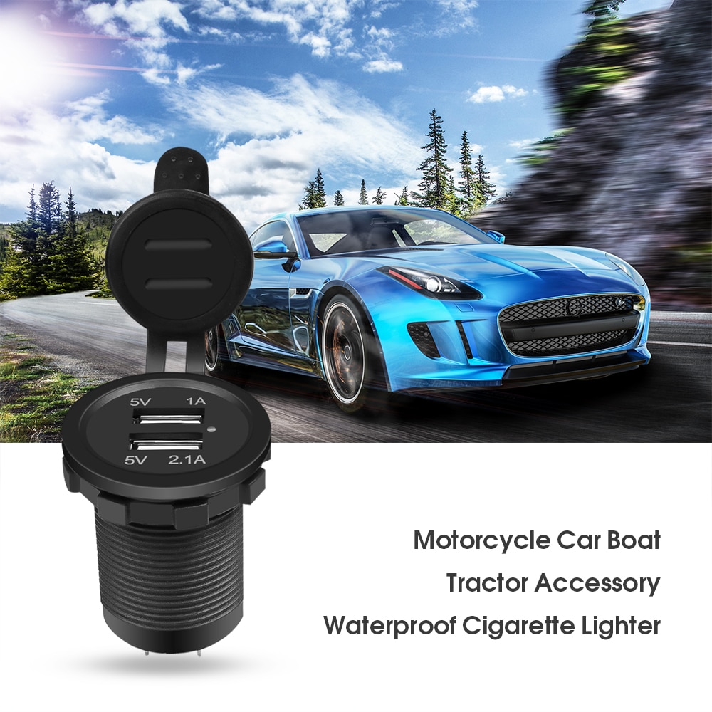 Waterdichte Dual Usb-poort Auto-oplader Sigarettenaansteker Plug Mobiele Telefoon Smart Opladen Adapter voor auto boot motorfiets