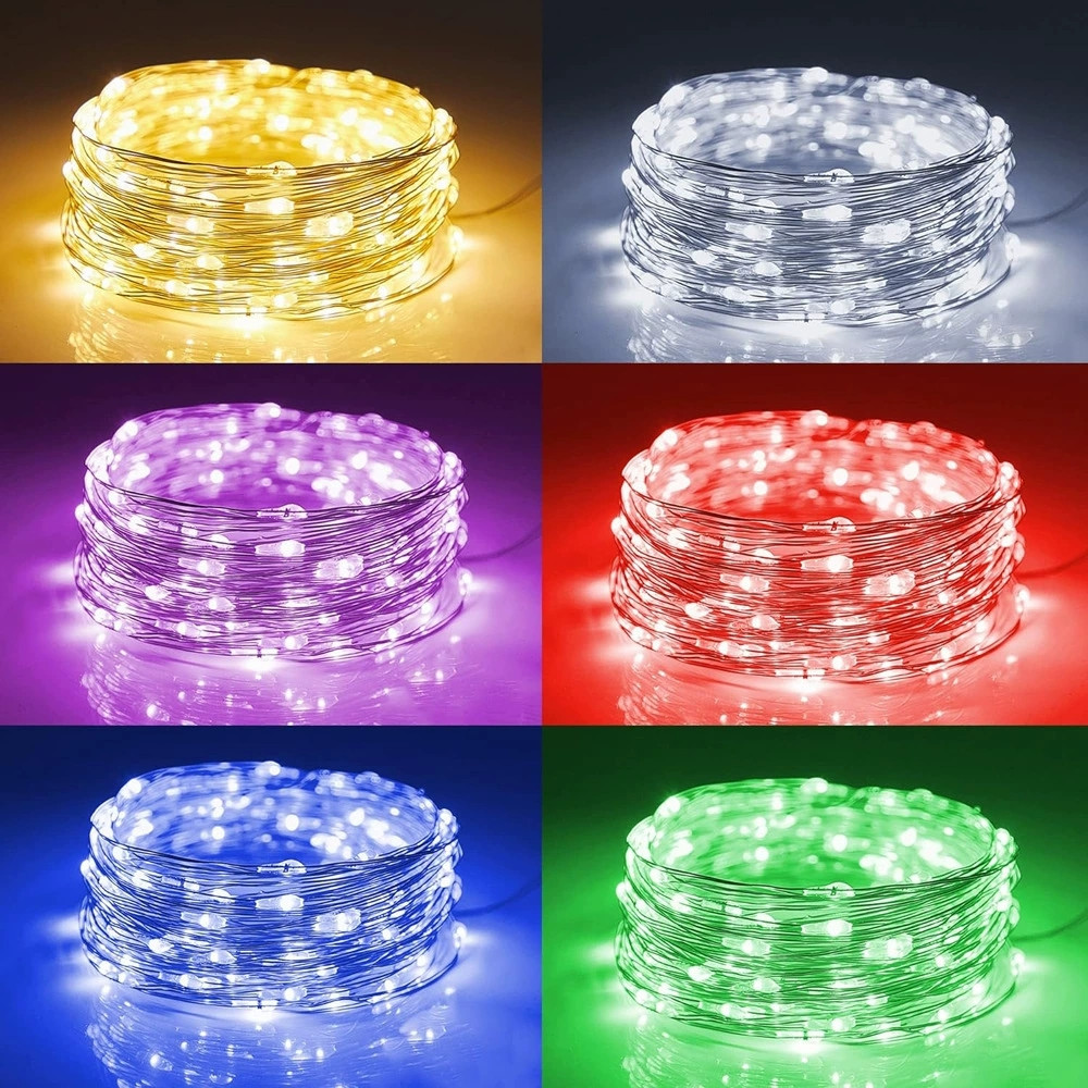 10/5M LED-kerstverlichting op batterijen Koperdraad Garland Lichtslingers Outdoor Garden Party Wedding Lights Christmas Decor