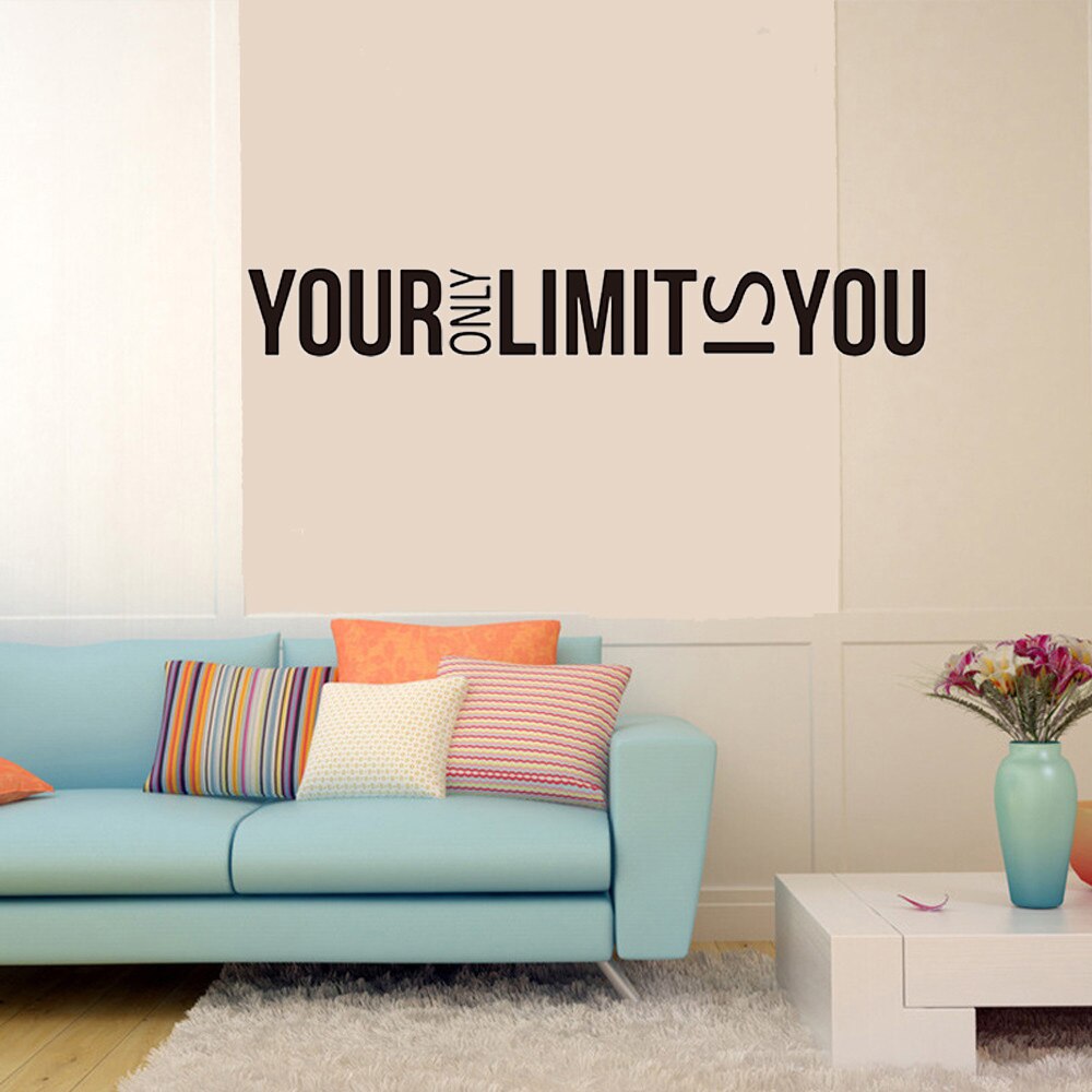 Large Your Only Limit is You Wall Sticker Office Gym Inspirational Motivational Quote Wall Decal Workout Exercise Vinyl