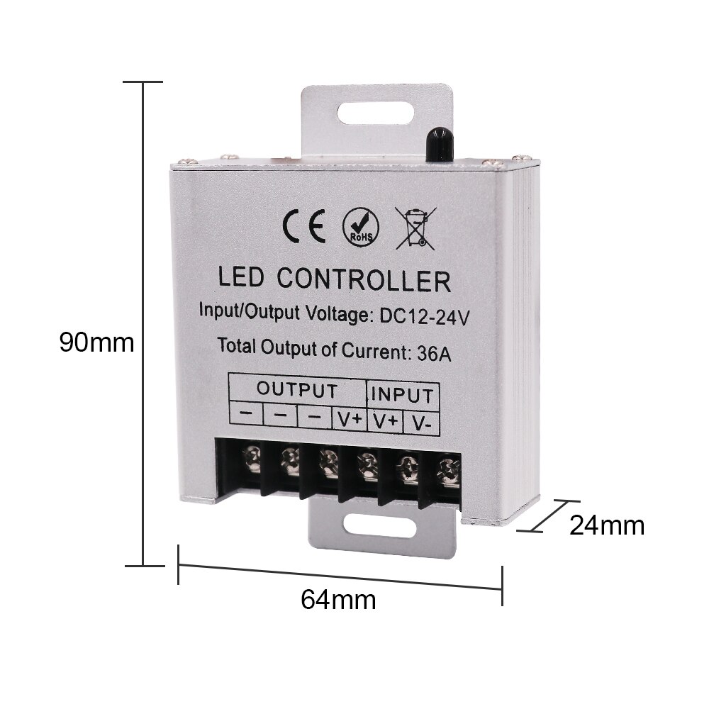 DC 12V 24V Einzigen farbe 360W IR-controller mit 23key fernbedienung Für 5050 2835 LED Streifen Neon licht