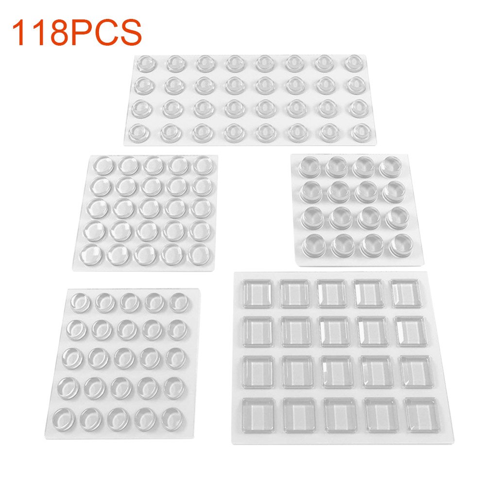 118 stk skærebræt klar skuffepude glasplade selvklæbende silikone kabinet dør kofanger billedramme combo pack vægbuffer