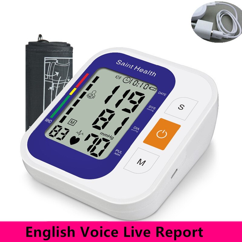 Engels Voice Digitale Arm Bloeddrukmeter Automatische Draagbare Bloeddrukmeter Hartslag Machine Bloeddrukmeter