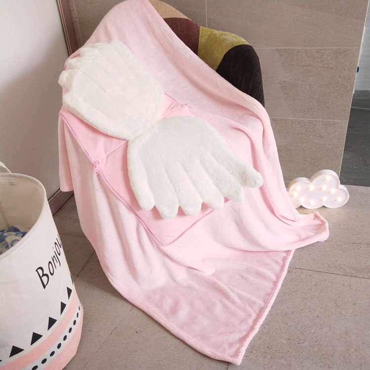 Englevinger baby tæppe nyfødt indpakning tæpper toddler spædbarn sengetøj dyne til seng sofa pude kurv klapvogn tæpper: Lyserød