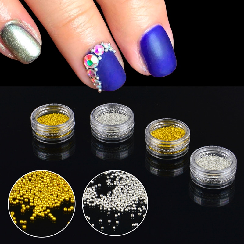 1 bouteille or argent en option Mini Caviar perles Gel vernis ongles Art conseils perle balle Pro manucure pédicure bricolage 3D décoration