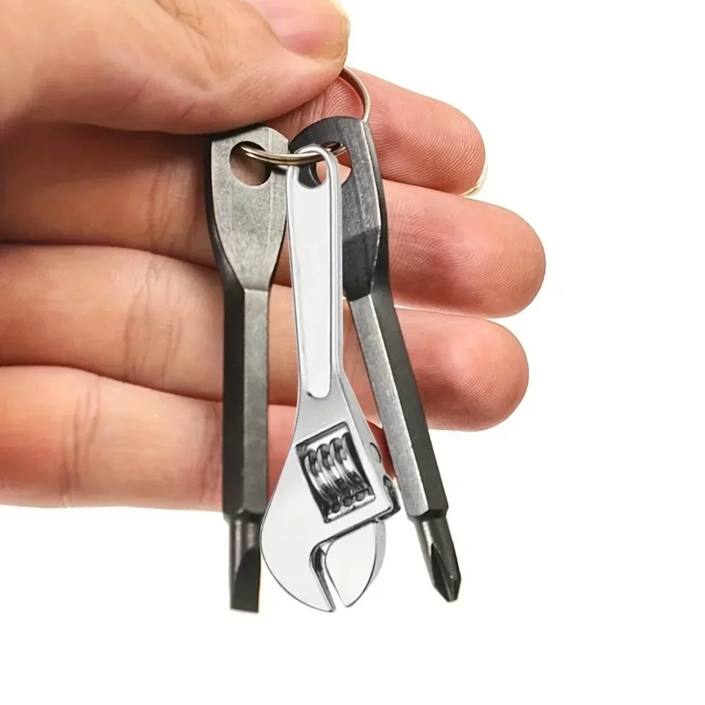 Stainless Steel Keychain Multitool - Mini Wrench, Screwdriver & Repair Kit for EDC & Outdoor Use