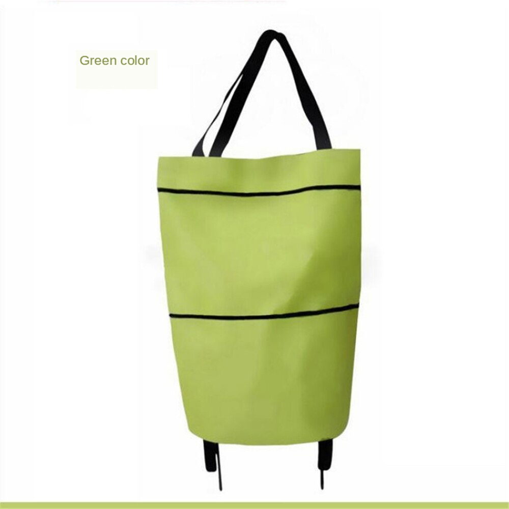 B-LIFE Inklapbare Trolley Zakken Opvouwbare Boodschappentas Met Wielen Opvouwbare Winkelwagen Herbruikbare Boodschappentassen Boodschappentassen Winkel: green