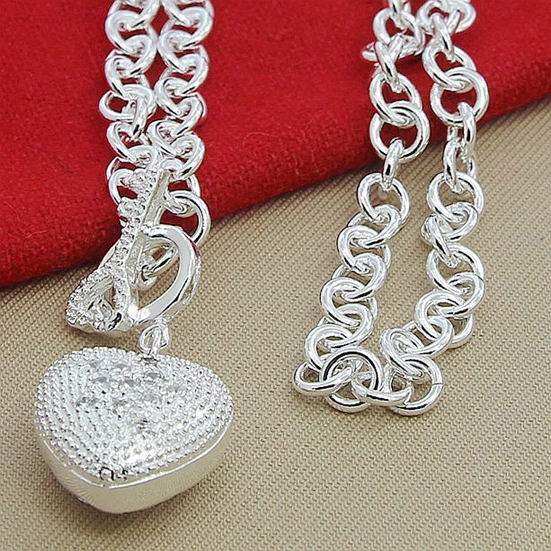 925 silber Schmuck Herz Anhänger Halsketten Ketten Für Frauen Valentines Schild oben Schmuck
