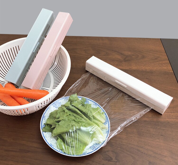 Papel de aluminio de cocina y Film transparente dispensador envoltura de plástico soporte plástico de almacenamiento de dispensadores de 3 colores
