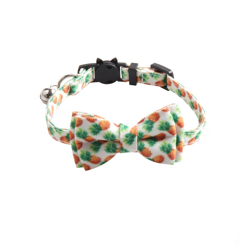 Djur katthalsband söt rosett katt klockhalsband halsband avokado frukt krage pilbåge justerbar små hundar valp halsband katt produkt: Ananas