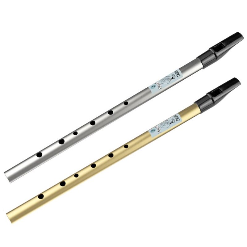 NAOMI Penny Whistle - High C Key - 6 Holes - Brass - Beginner Folk & Jazz Instrument