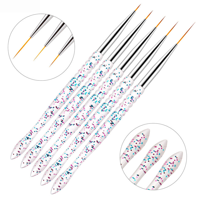 5/7/8 Stuks Nail Art Liner Tekening Pen Brush Diy Uv Gel Nail Lijn Strepen Schilderen Pen acryl Handvat Manicure Tool 7/9/11/15/20Mm