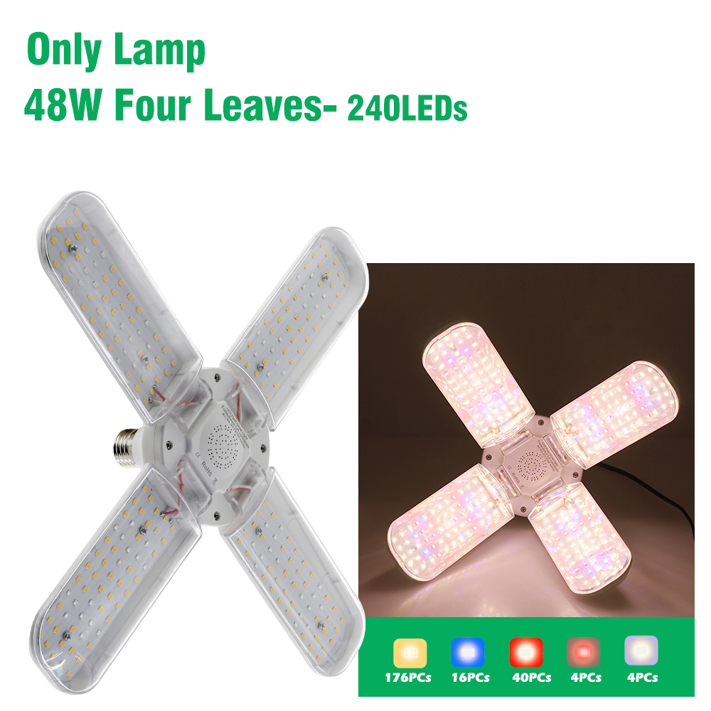 Bombilla SMD2835 de espectro completo, luz de cultivo E27, lámpara Phyto plegable para plantas de interior, lámpara de cultivo de floración, jardín