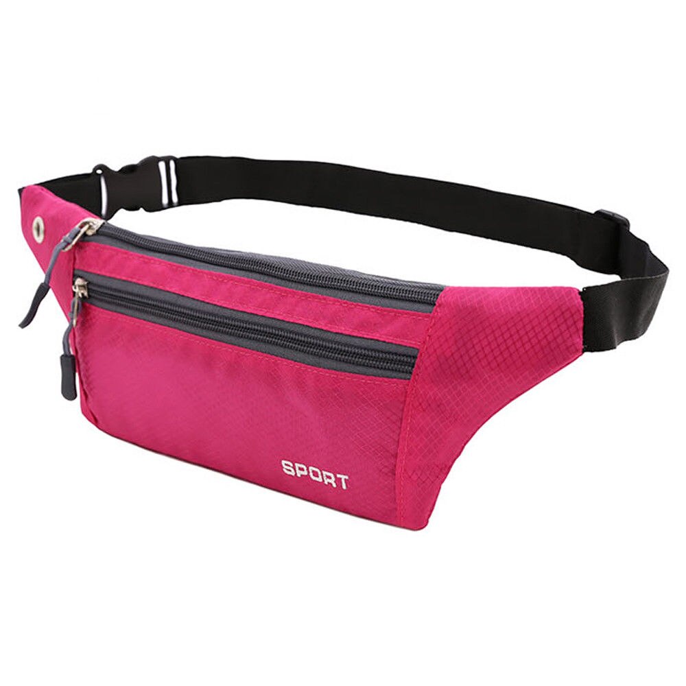 Brand Style Sports Running Bum Bag Fanny Pack Travel Waist Bags Phone Zip Belt Pouch Wallet: Hot Pink