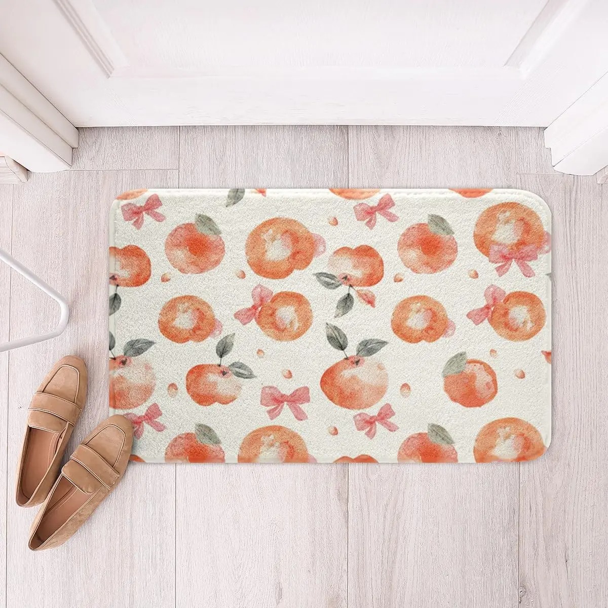 Vivid Cherry Bathroom Rug Delicious Fruits Pattern Entrance Floor Mat Bathroom Absorbent Foot Door Mat Decoration: 1 m2 / black