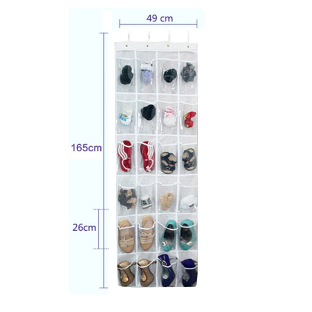 24 Pocket Over the Door Shoe Organizer Rack Hanging Storage Space Save Hanger Behind Door Non-woven Clear Shoe Storage Closet