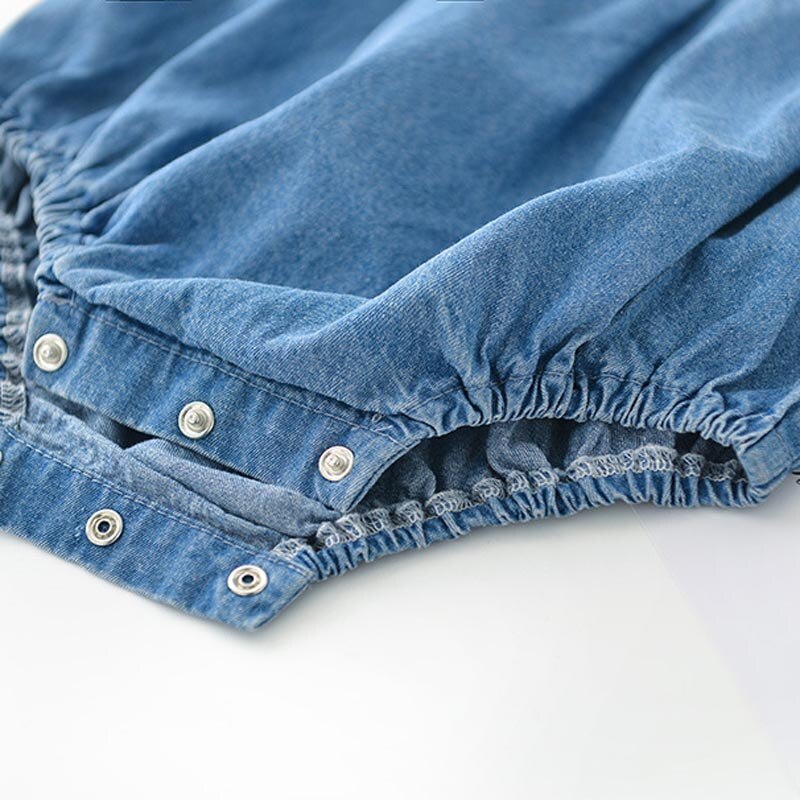 Milancel zomer babykleding effen jongens bodysuits babymeisjes denim bodysuits korte mouwen baby jumpsuits