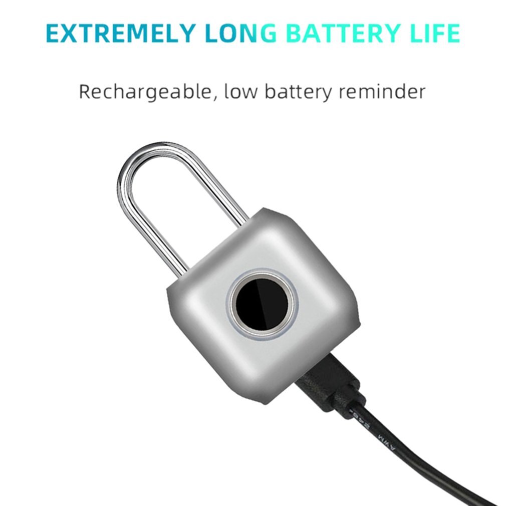 P6 Pure Vingerafdruk Unlock Smart Vingerafdruk Deurslot Veilig Hangslot Usb Opladen Waterdicht Keyless Anti-Diefstal Slot