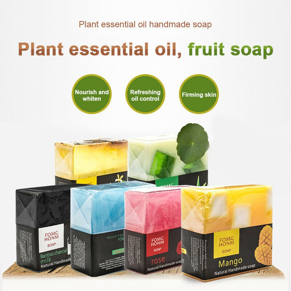 Natural Thai Fruit Soap Natural Rose Bamboo Charcoal Moisturizing Hydrating Exfoliating Hand Washing Bathing Soap 12 Style TSLM2