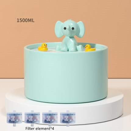 USB Drinker For Cats Ceramic Pet Water Fountain Elephant Dog Drinker Indoor Decorations Cat Water Fountain Pet Waterer Dispenser: 1.5L