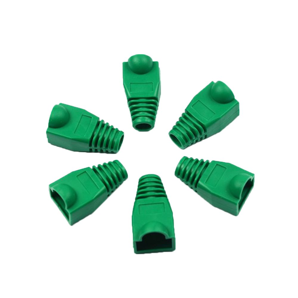 20pc RJ-45 Adapter Cap for 0.6mm Ethernet Network Cable Connector Plugs RJ45 Cat5 CAT6 Cover Cap Socket Boots Cap Head: green