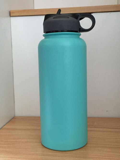 Neue Glaskolben Isolierte Edelstahl Wasser Flasche Breiten Mund Becher Reise Becher Kaffee Kühler mit Stroh Deckel 32/40 unzen vakuum fask: 40oz / hell Blau