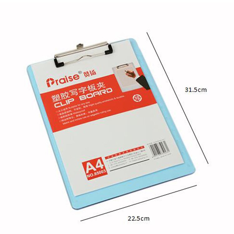A4/A5 Plastic Writing Board with Clip Transparent File Folder Writing Pad File School and Office Supplies: A4 Light Blue