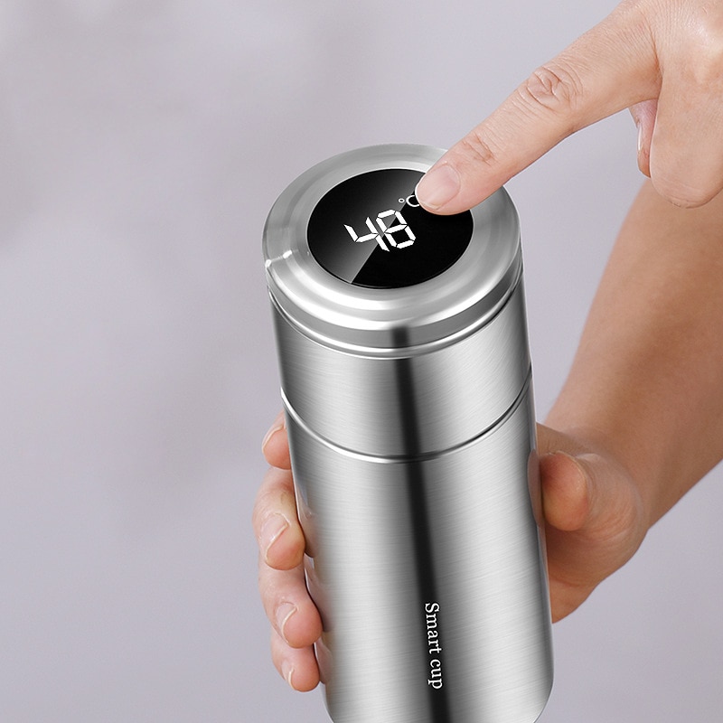 400Ml Smart Rvs 304 Water Thermos Flessen Thee-ei Filter Scheiding Thee Cup Reizen Intelligente Isolatie Fles