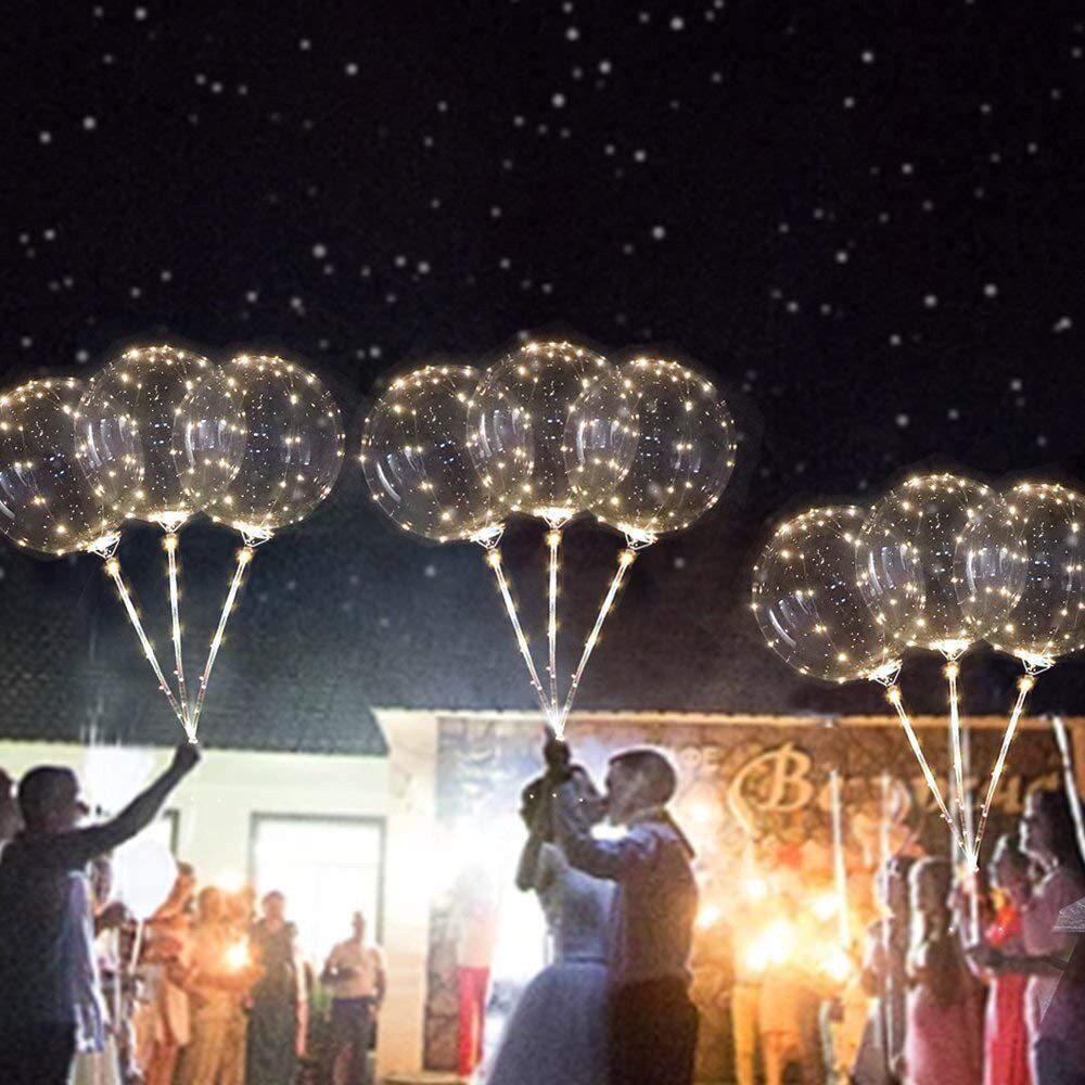 Arty Bruiloft Herbruikbare Lichtgevende Led Ballon Transparante Ronde Bubble Decoratie Partij Bruiloft
