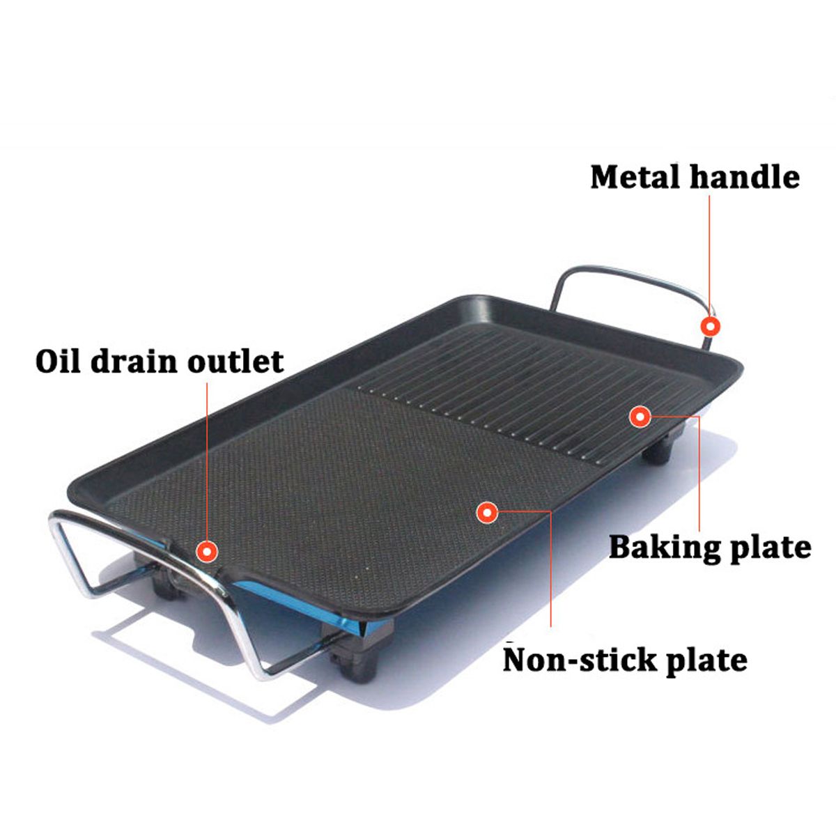 Parrilla eléctrica antiadherente de 1500W para barbacoa, máquina de barbacoa sin humo, parrilla eléctrica ajustable de 5 niveles para el hogar, utensilios de cocina para hornos