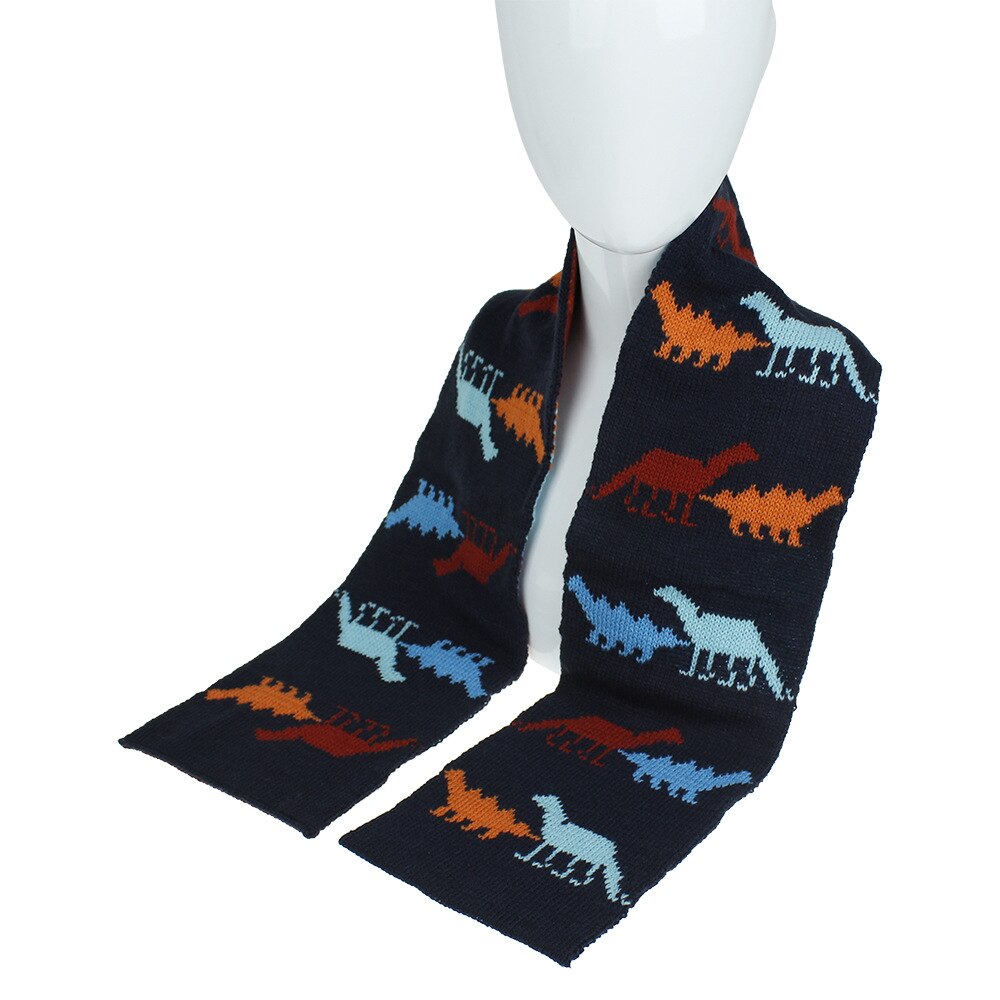 Écharpe en tricot avec motif de dinosaure brodé, pour enfants, garçons et filles, d'anniversaire de noël