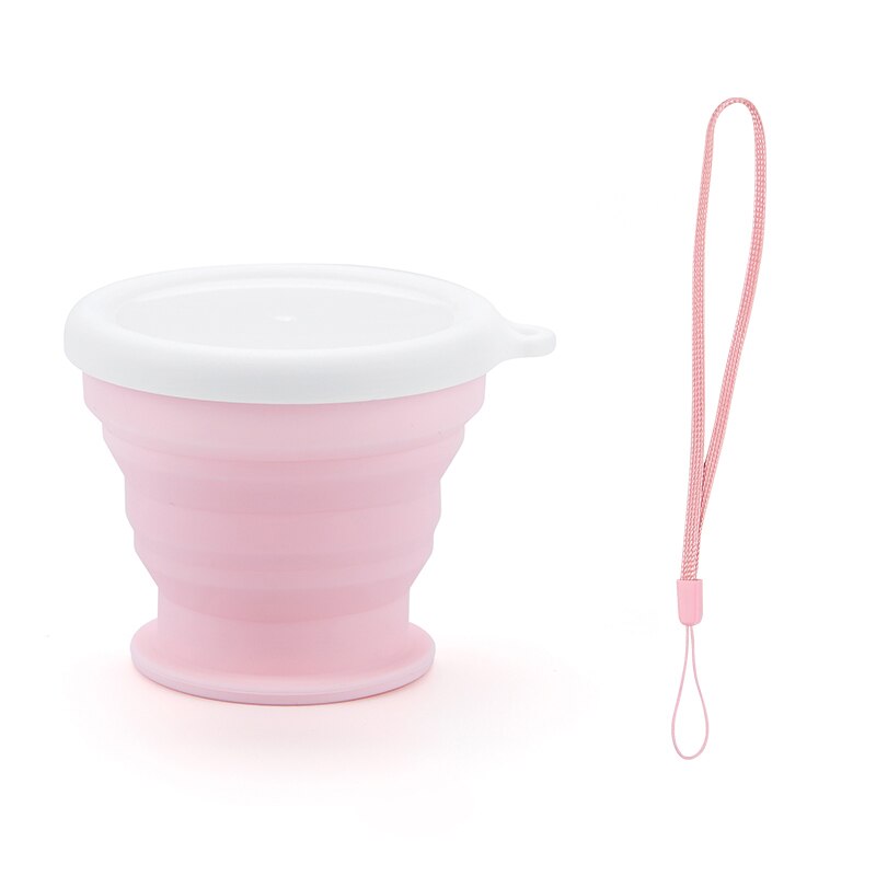 Bærbare foldekopper matkvalitets silikon teleskopisk reise farget sammenleggbar drikkekaffe kopp multifunksjons krus: Rosa / 301-400ml