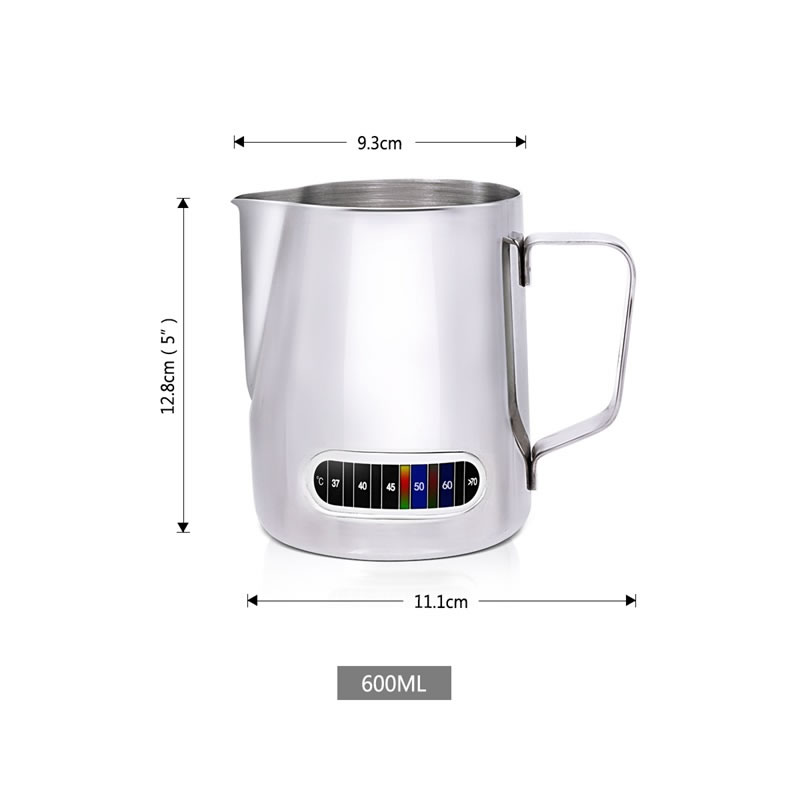 600 ml Rvs Opschuimen Kruik met Thermometer Espresso Koffie Pitcher Latte Art Melk Mok Barista Tool Cafe Accessoires