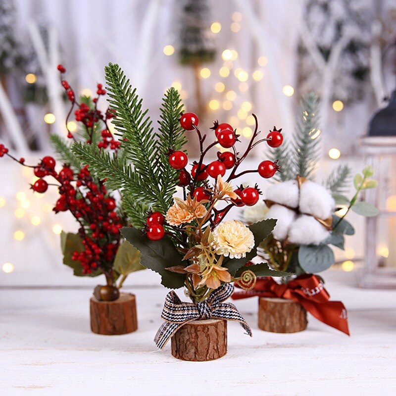 Desktop Christmas Pine Tree Small Pine Tree Mini Tree Desktop Home Decoration Ornaments Pine Branch Floral Ornaments Small Tree