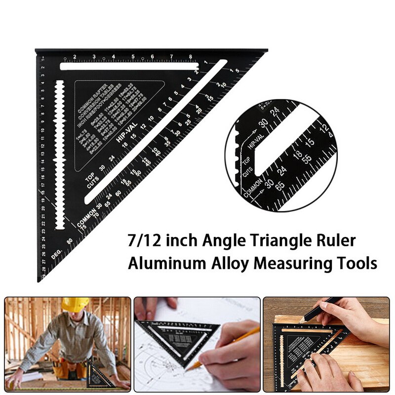 7'' Angle Protractor Aluminum Alloy Speed Square Measuring Ruler Miter For Framing Building Carpenter Measuring Tools