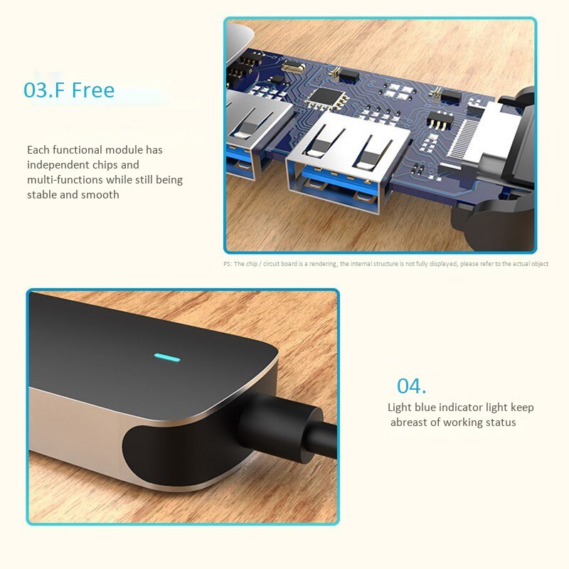 4-In-1 Hub with Type-C to HDMI PD USB 3.0 Expansion Dock for Samsung S8 S9 S10 Huawei Mate 10 Mate 10 Pro P20 P30 Etc