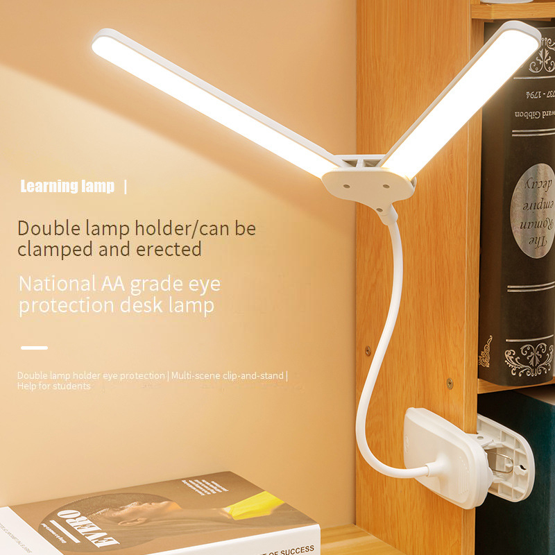 Lampe Double LED Soin des Yeux - Rechargeable & à Clip - Lampe de Lecture Chevet Dortoir