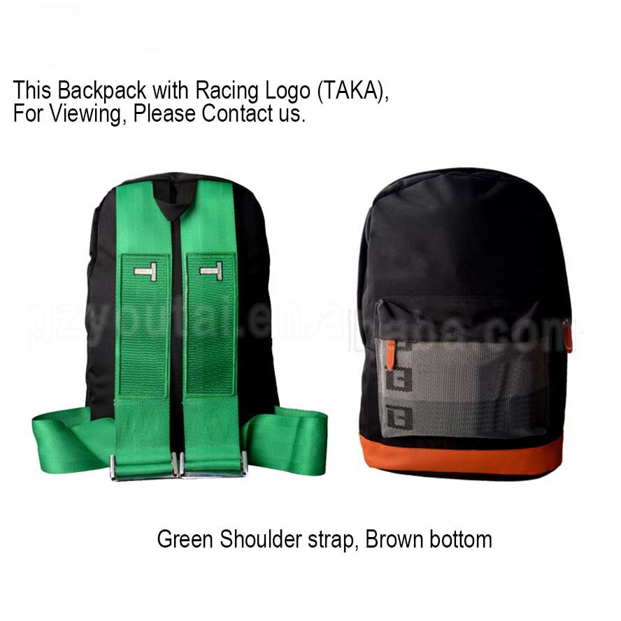 JDM Racing Style Bride Fabric Backpack Bride Seats Fabric Material Backpack Bag: BrownGrenTK