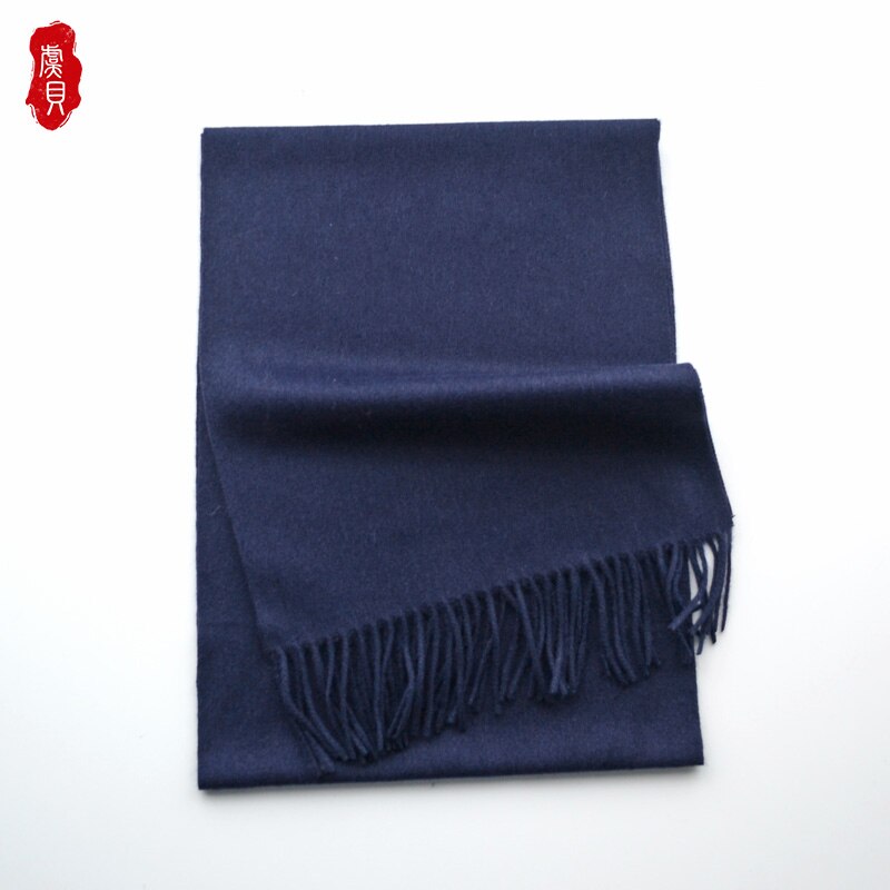 Granatowy niebieski wełna szalik kobiety wąskie małe kaszmirowe chustki mężczyźni miękkie szyk moda cienkie ciepłe jednolity kolor szal prezent dla pań dziewczyna