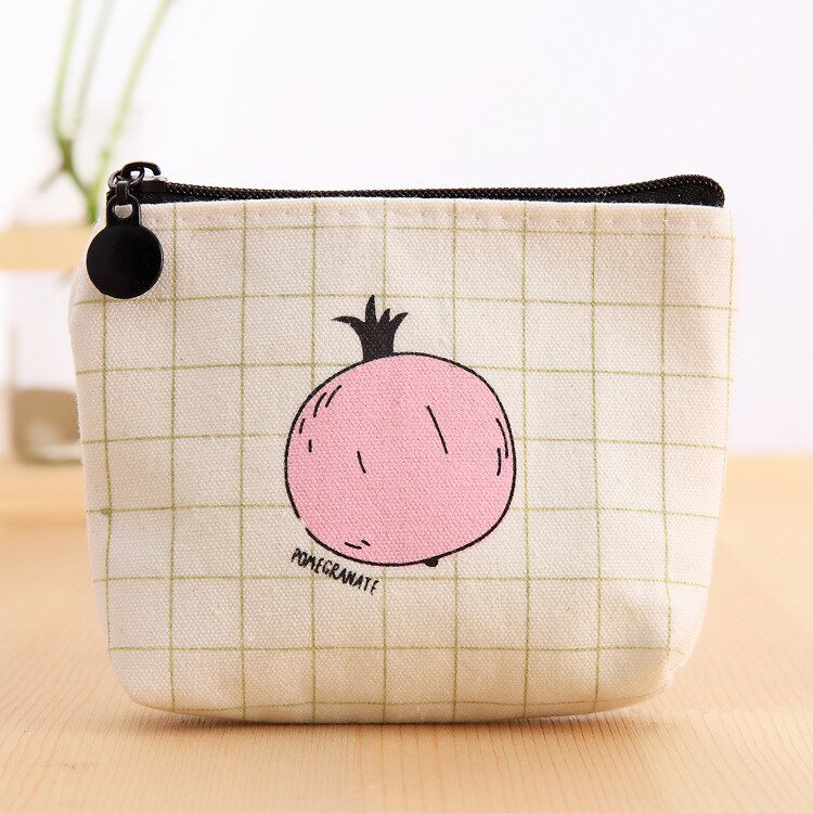 Canvas Fabric Coin Purse Bag For Women Girl Zip Wallet Fruit Pattern Small Case Pouch Holder Mini Zero Purse: D