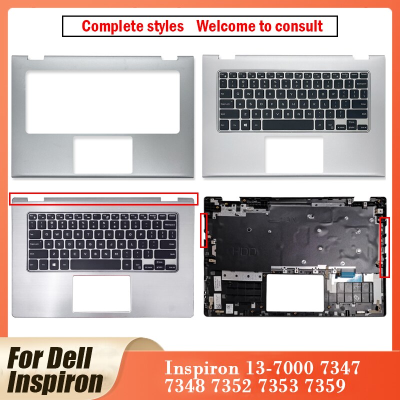 For Dell Inspiron 13-7000 7347 7348 7352 7353 7359 Laptop Palmrest Upper Top Case C Cover Silver 0V5CHP V5CHP HT72Y Palmrest