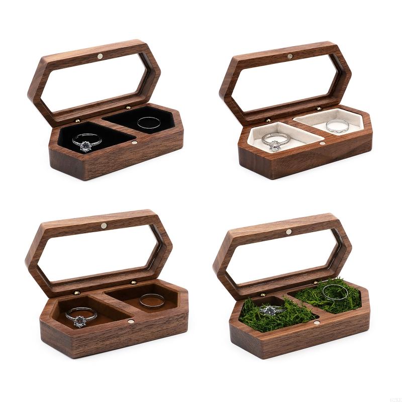 exquisit Walnussholz Ring Kasten Schmuck Organizer Anzeige Ring Aufbewahrungsbox Reise für fallen Schmuck Präsentation Kasten