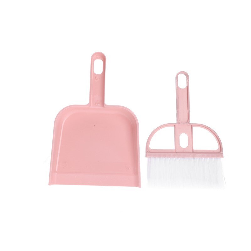 Mini desktop escova de limpeza varredura durável teclado para varredura de plástico conjunto de duas peças com pequena vassoura poeira casa jardim acessório: pink 1set