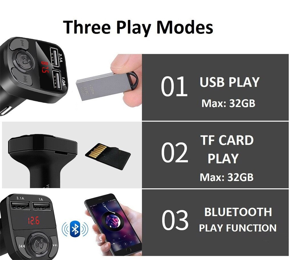 Bluetooth-fm-transmitter, fm-player für  mp3 spieler, modulator, freisprecheinrichtung, dual-usb-ladegerät,  a27  mp3 -walkman für musik und sport