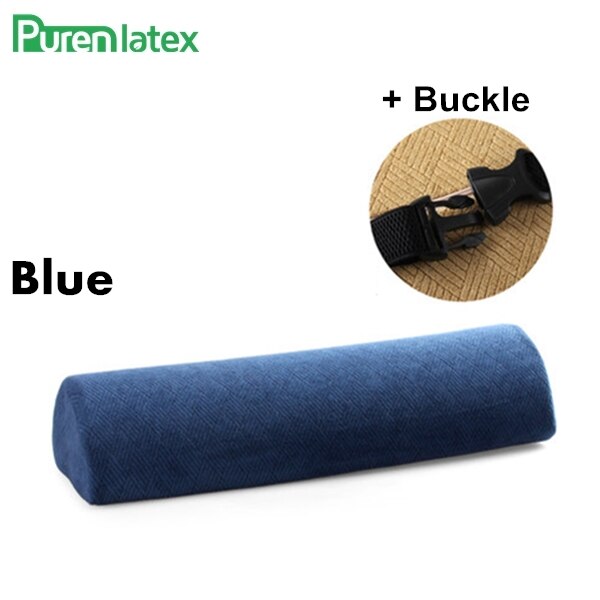 Purenlatex hukommelse skum halvcirkel pude multi formål pude nakke smerter lindring ortopædisk pude pude sengetøj pude: Blå med spænde
