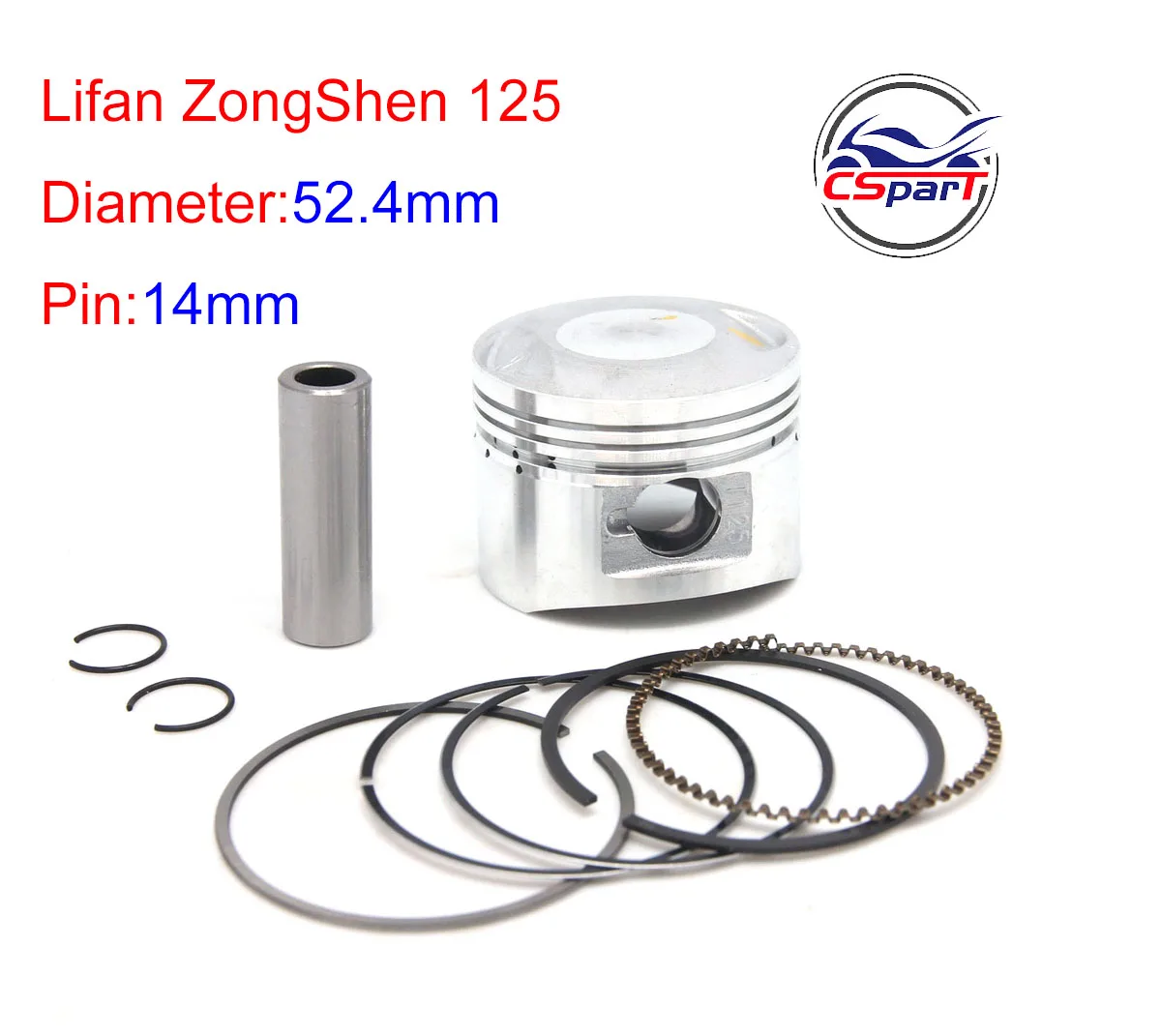 Kit de juntas de anillos de pistón LF125, 125cc, 52,4 MM, 14MM, 1P52FMI, Lifan, ZongShen, Kaya, Xmotos, Apollo, orion, Loncin, piezas de Pit Bikes para niños