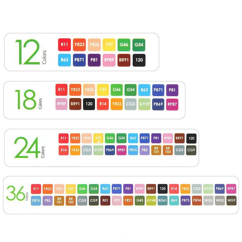 12/18/24/36 -farvet dobbelthovedet markør hurtigttørrende vandafvisende studerende maleri blødt hoved olieagtig krog linje skrivemarkør