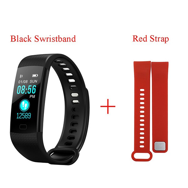 Y5 Smart Bracelet uomo donna Sport Watch cardiofrequenzimetro Fitness Tracker orologio per la pressione sanguigna schermo a colori Activity Tracker cinturino da polso: add red