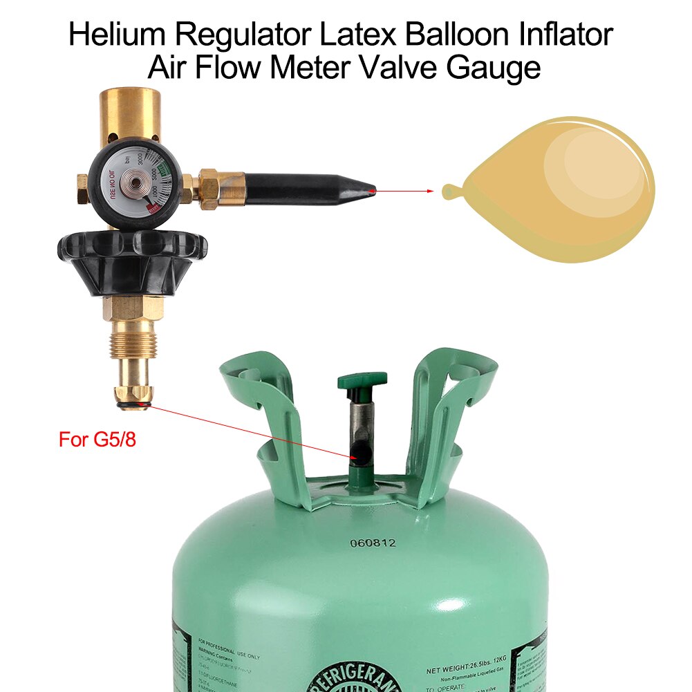 Balloon Inflating Regulator Inflator Pressure Regulation With Air Flow Meter Valve Gauge Fits For Outlet Thread G5/8 Tank Valves