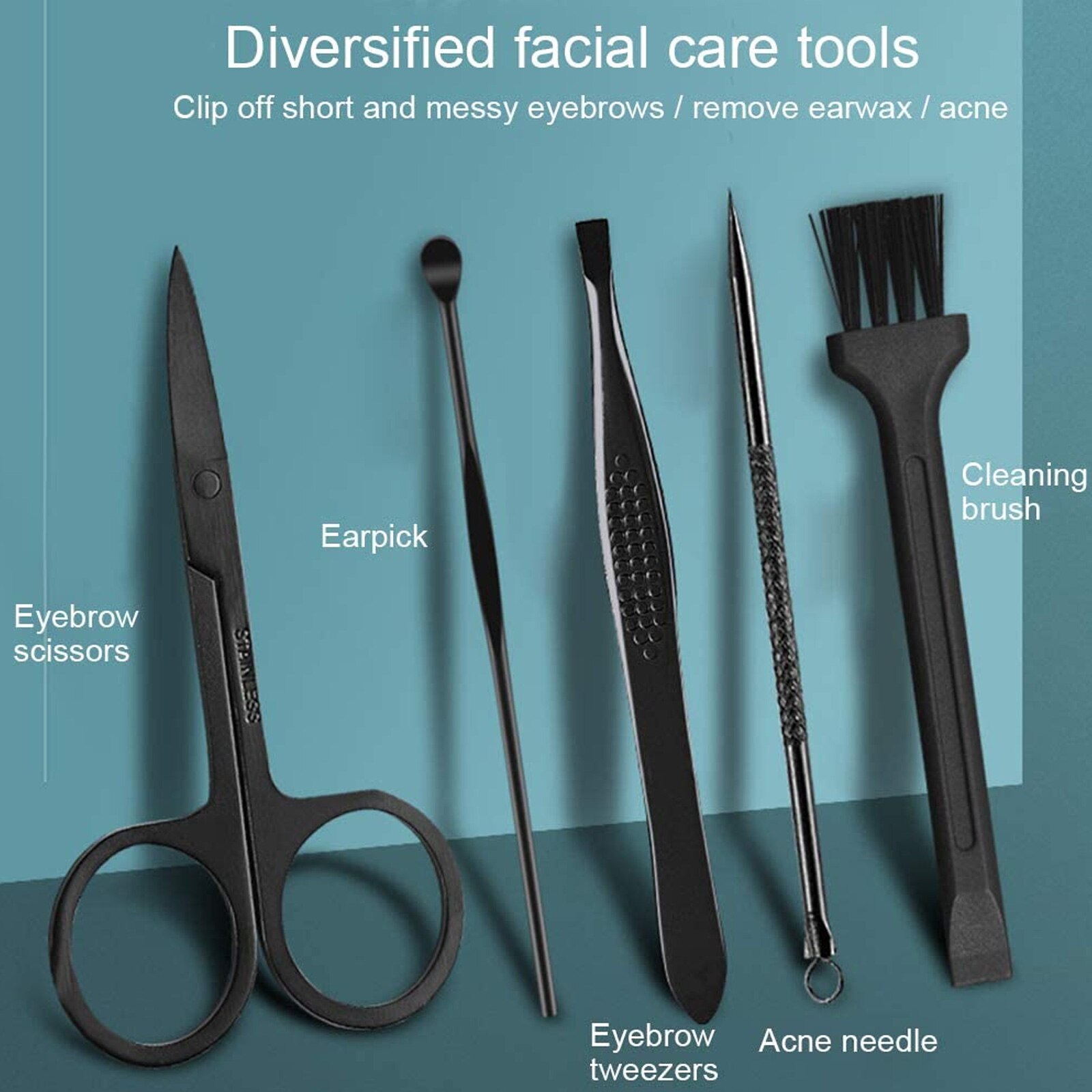 16PCS Manicure Pedicure Set Stainless Steel Nail Clipper Grooming Kit with PU Case for Foot Hand Facial Care