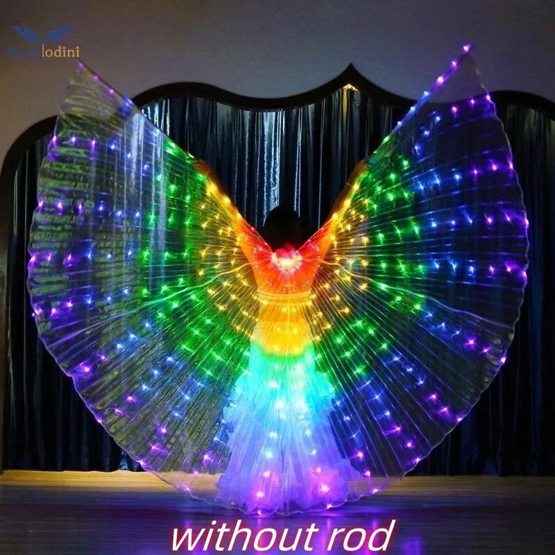 Angelodini LED Wings Adult Children Costume Cape Circus Led Light Luminous Costumes Party Show Led Isis Wings Dancewear: XXS / Clear